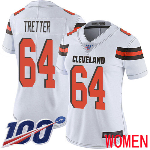 Cleveland Browns JC Tretter Women White Limited Jersey #64 NFL Football Road 100th Season Vapor Untouchable